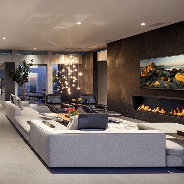 Contemporary house designs in big living room