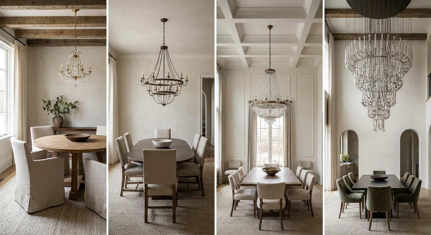 How ceiling height changes chandelier diameter choices in formal dining rooms