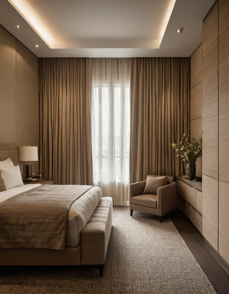 Curtains, service points and maintenance zones can invalidate an otherwise workable villa layout shown in a luxury residential interior